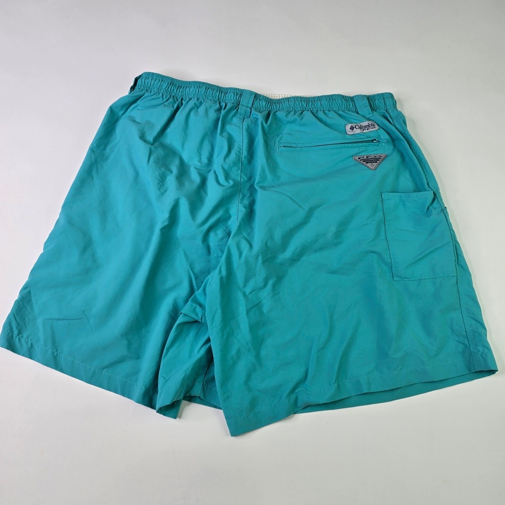 Columbia PFG Backcast Mens Performance Fishing Shorts Teal Blue Omni-Shade Large - Picture 9 of 12